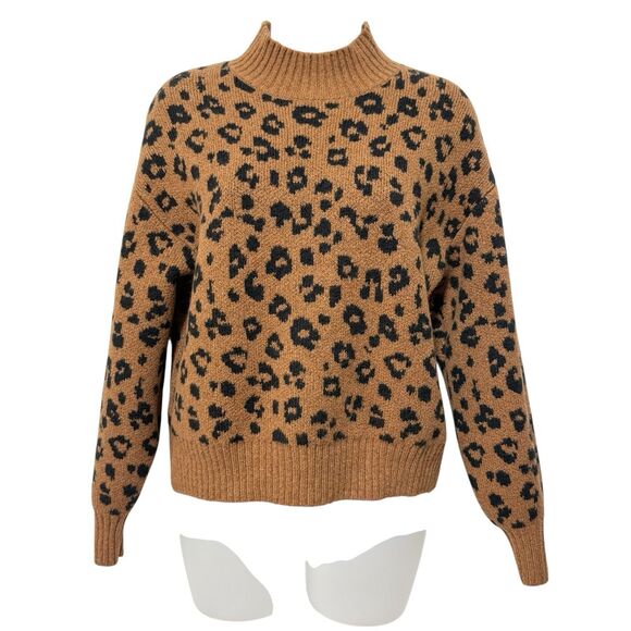 Old Navy Sweaters - Old Navy Leopard Print Sweater Womens Small Brown Black Mock Neck Pullover